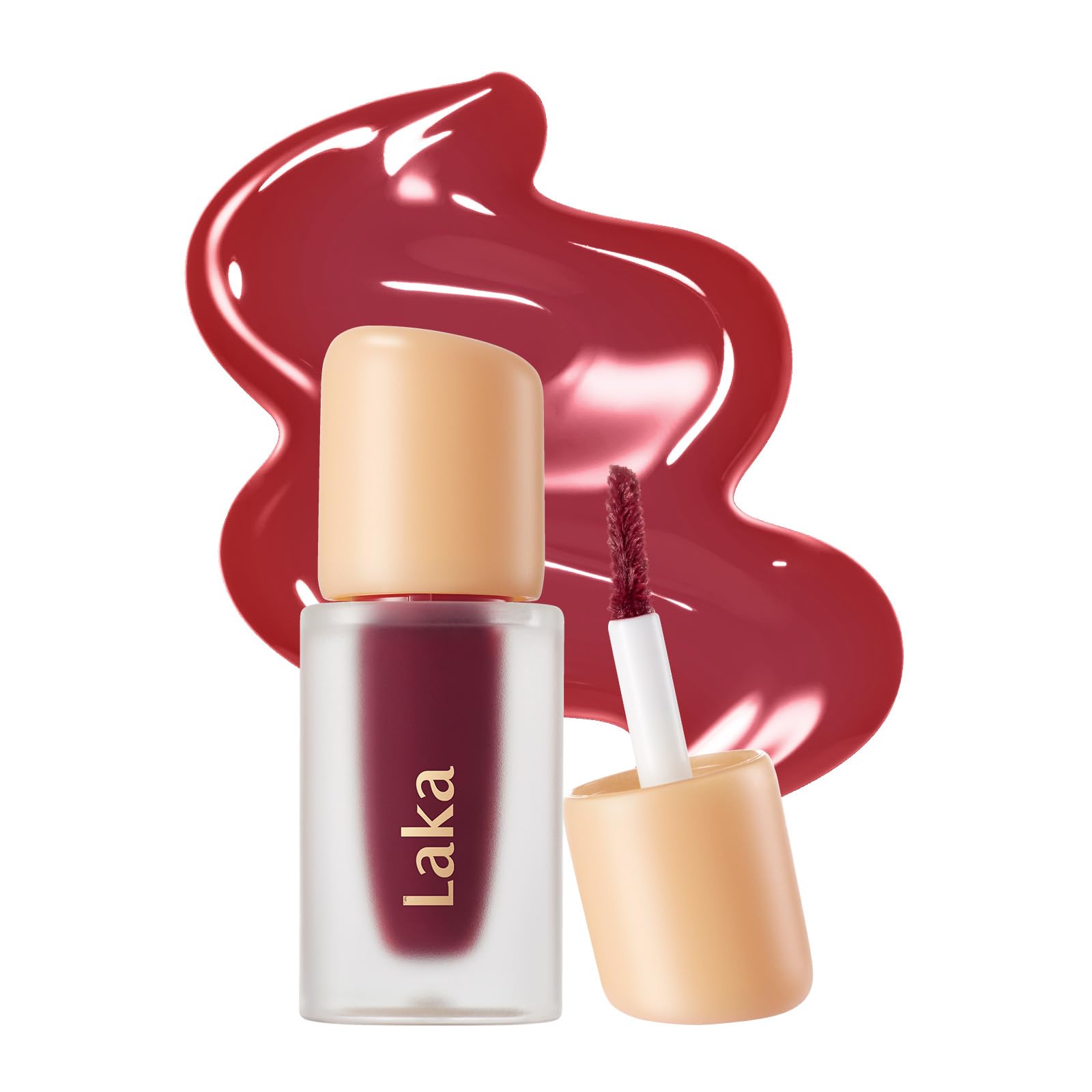 Laka Fruity Glam Lip Tint Mini, 1.9g/0.07oz, Glowing Lip Stain with Wide Color Spectrum, Hydrating & Lightweight Texture, Long-Lasting Bold Stain, Non-Sticky, Vegan, K-Beauty (#124 Maro)