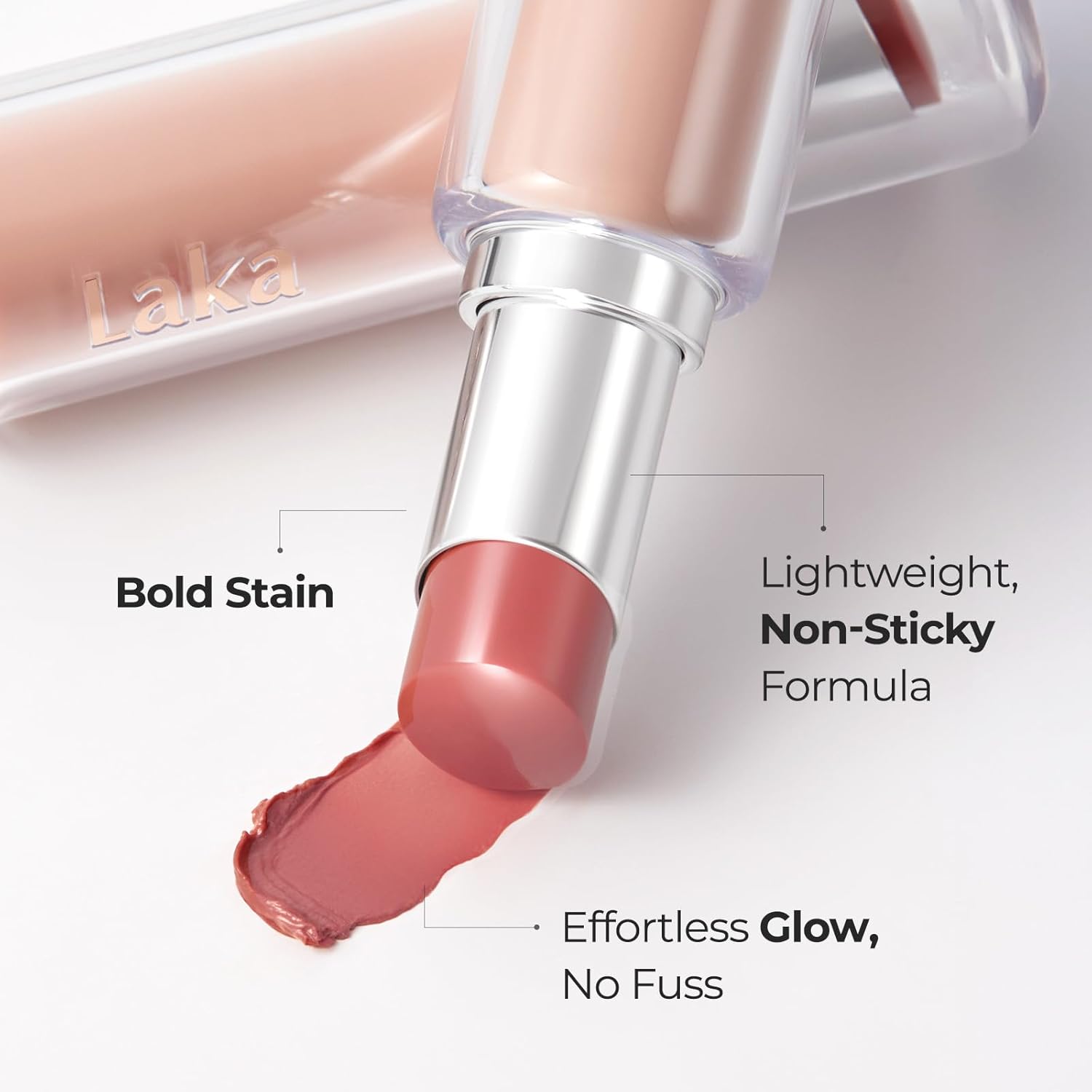 Laka 24HR Bonding Glow Lipstick, 3.7g/0.13oz., Long Lasting High-Shine Lipstick with Rich Color & Glassy Finish (#219 Fairy)