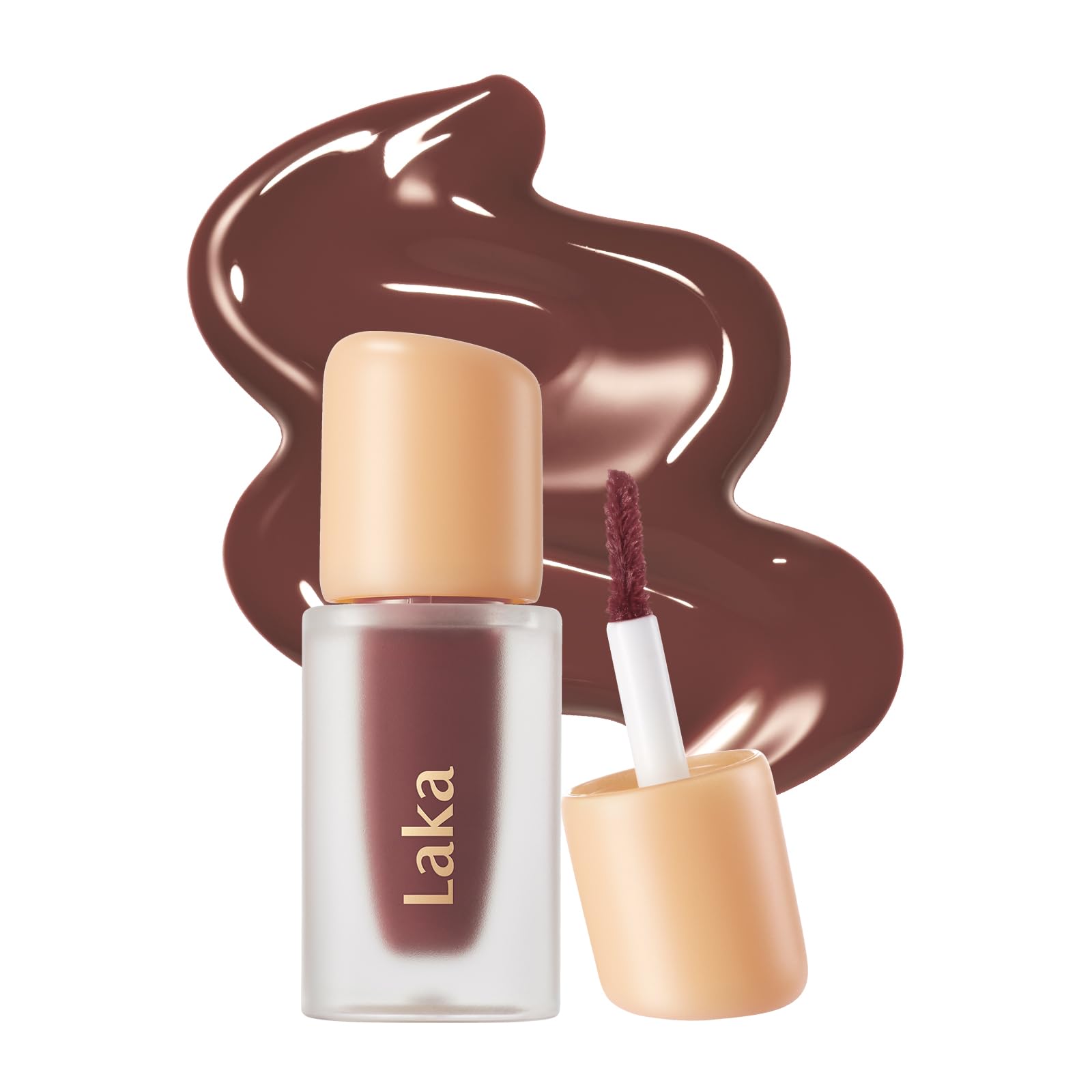 Laka Fruity Glam Lip Tint Mini, 1.9g/0.07oz, Glowing Lip Stain with Wide Color Spectrum, Hydrating & Lightweight Texture, Long-Lasting Bold Stain, Non-Sticky, Vegan, K-Beauty (#124 Maro)