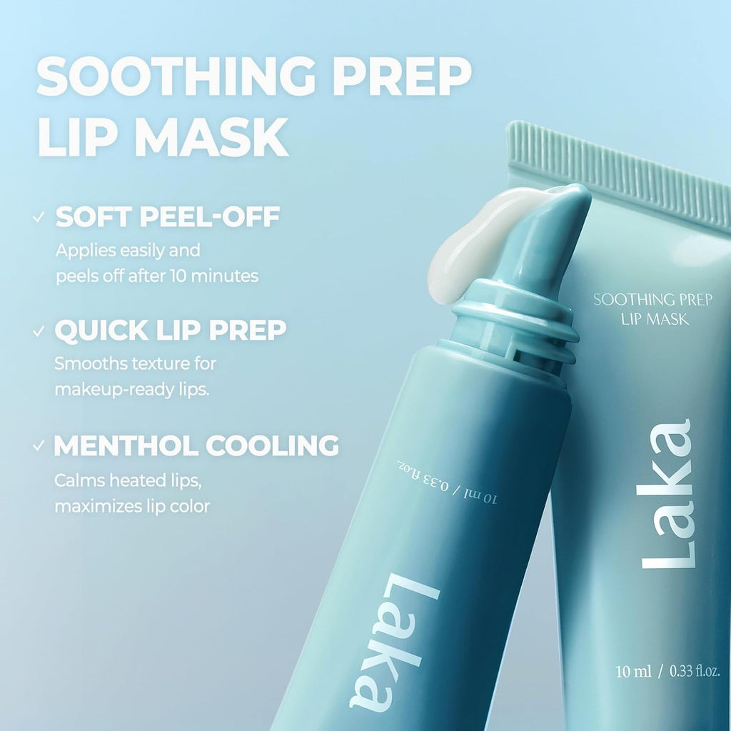 Laka Soothing Prep Lip Mask, Cooling Peel Off Korean Lip Mask, Gentle Exfoliator for Lips, Hygienic & Easy Application, Daily Lip Care, K-Beauty​, 0.33 fl.oz