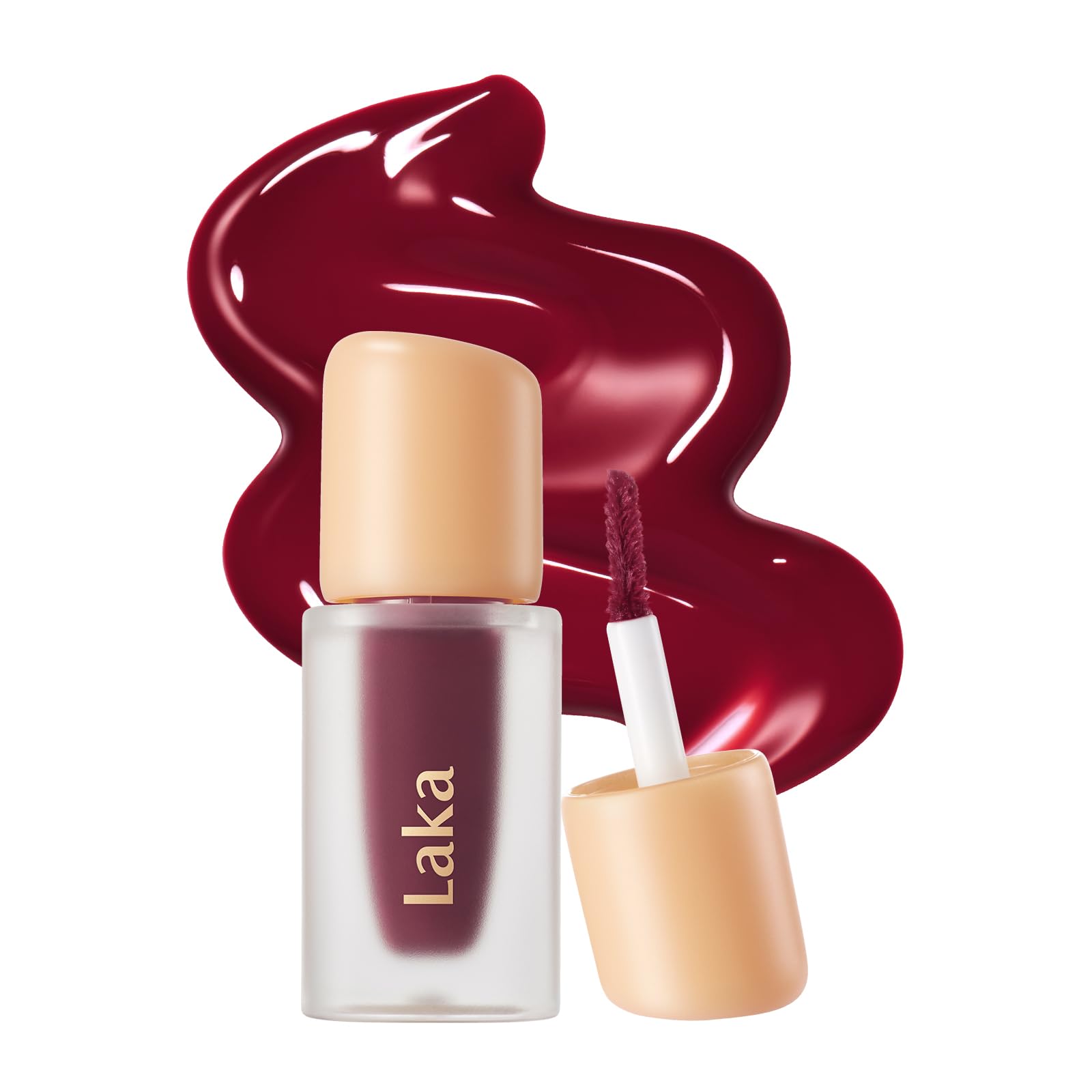 Laka Fruity Glam Lip Tint Mini, 1.9g/0.07oz, Glowing Lip Stain with Wide Color Spectrum, Hydrating & Lightweight Texture, Long-Lasting Bold Stain, Non-Sticky, Vegan, K-Beauty (#124 Maro)