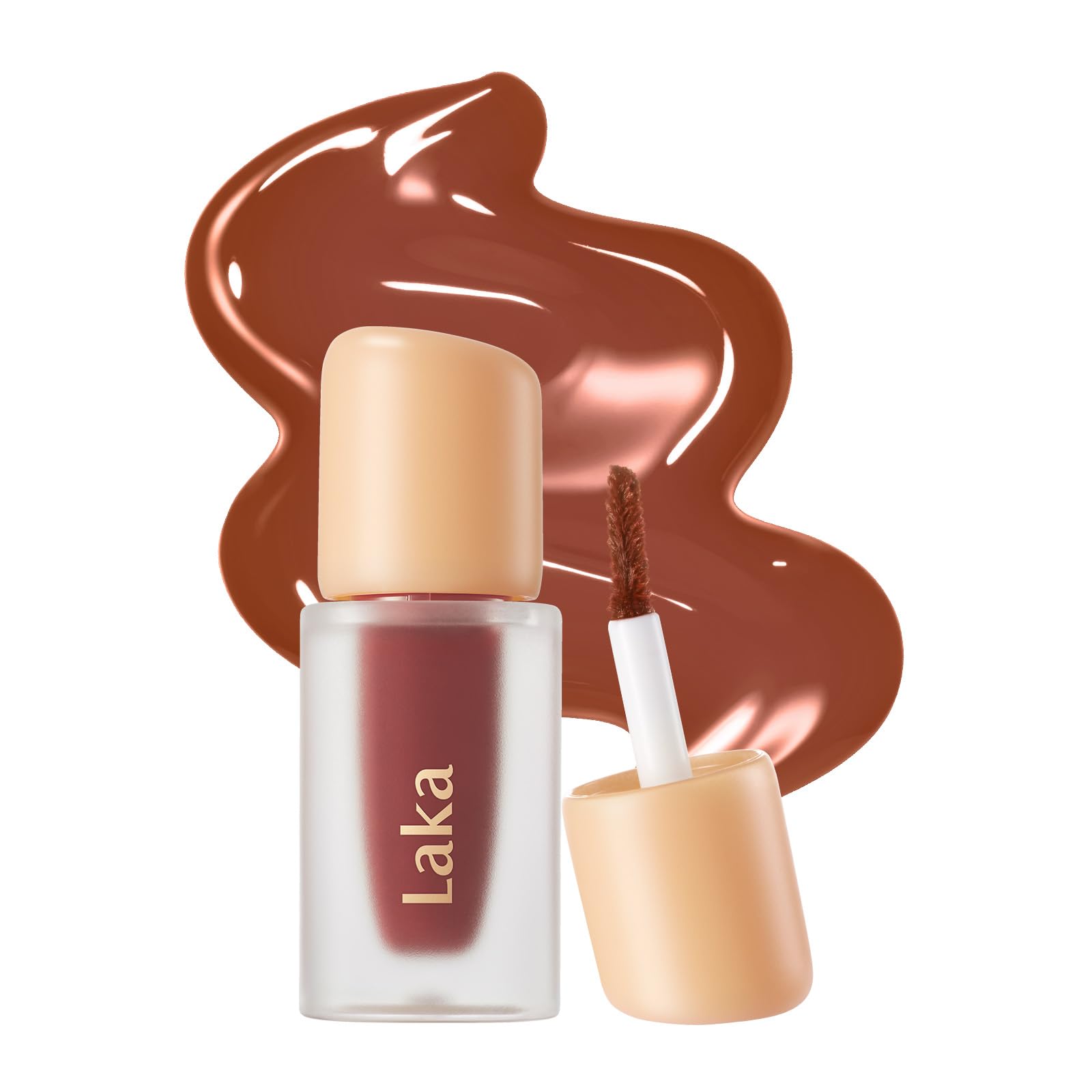 Laka Fruity Glam Lip Tint Mini, 1.9g/0.07oz, Glowing Lip Stain with Wide Color Spectrum, Hydrating & Lightweight Texture, Long-Lasting Bold Stain, Non-Sticky, Vegan, K-Beauty (#124 Maro)