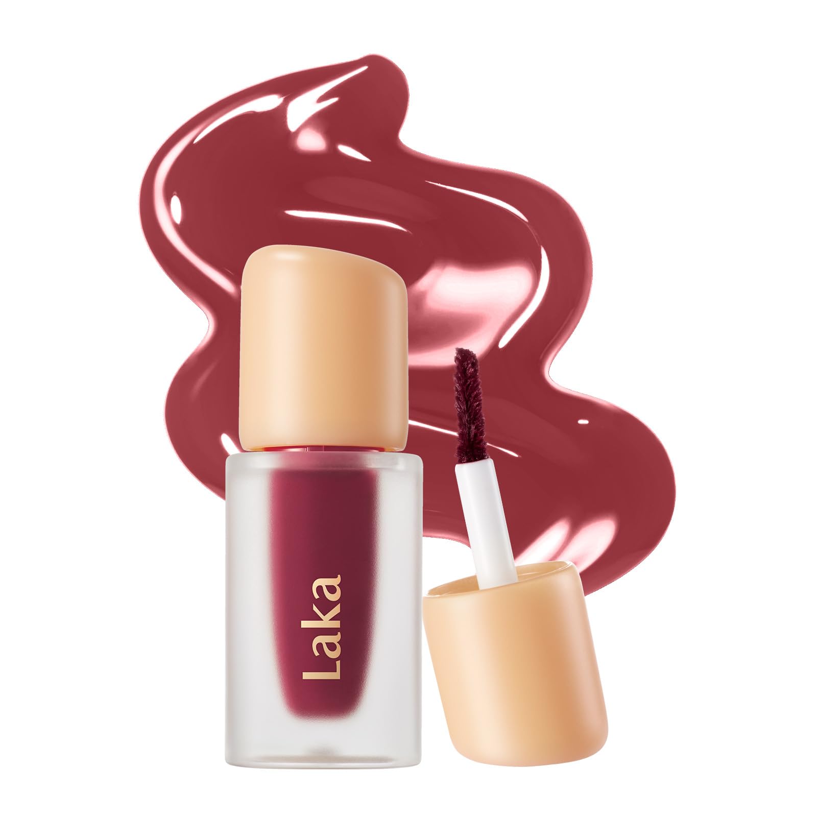 Laka Fruity Glam Lip Tint Mini, 1.9g/0.07oz, Glowing Lip Stain with Wide Color Spectrum, Hydrating & Lightweight Texture, Long-Lasting Bold Stain, Non-Sticky, Vegan, K-Beauty (#124 Maro)
