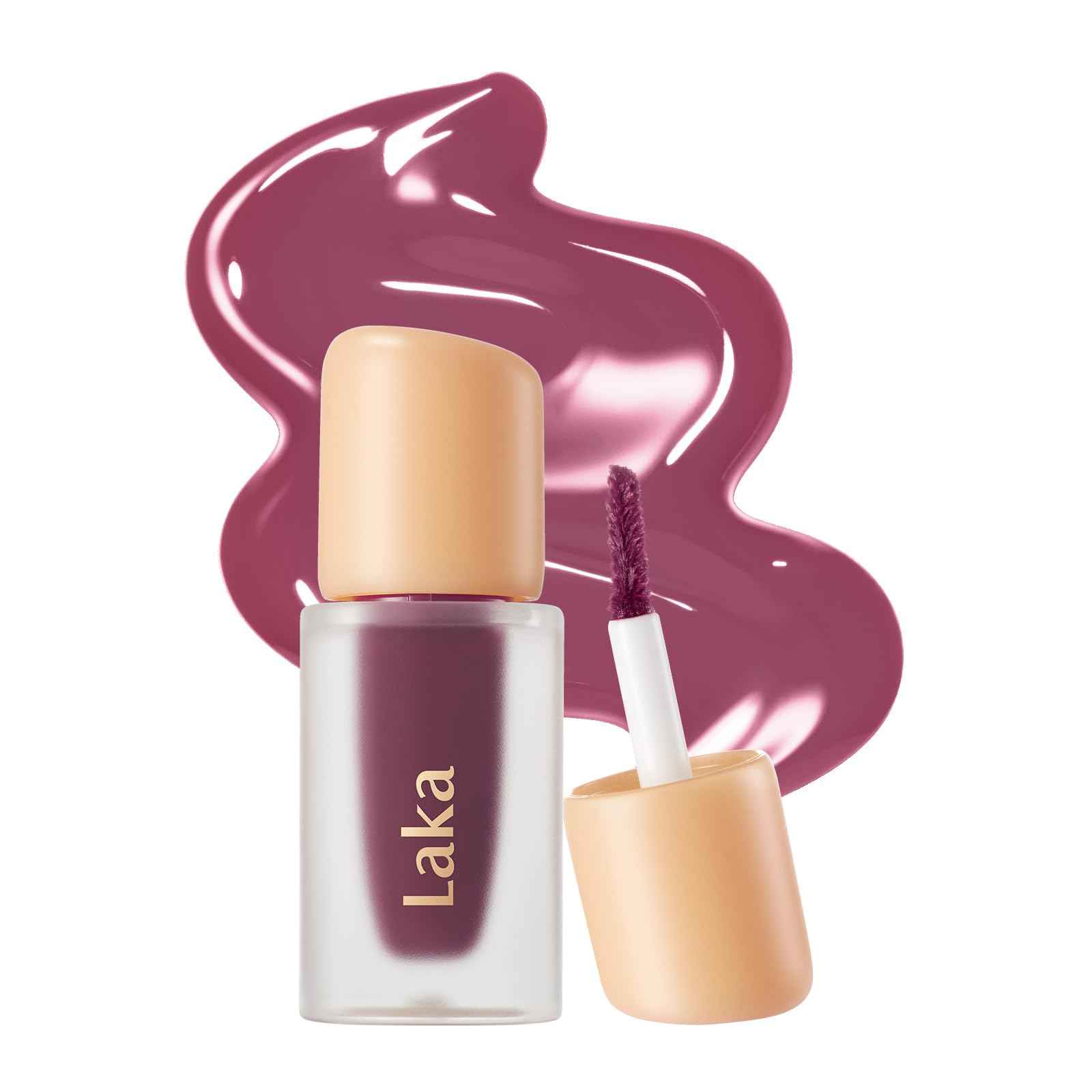 Laka Fruity Glam Lip Tint Mini, 1.9g/0.07oz, Glowing Lip Stain with Wide Color Spectrum, Hydrating & Lightweight Texture, Long-Lasting Bold Stain, Non-Sticky, Vegan, K-Beauty (#124 Maro)