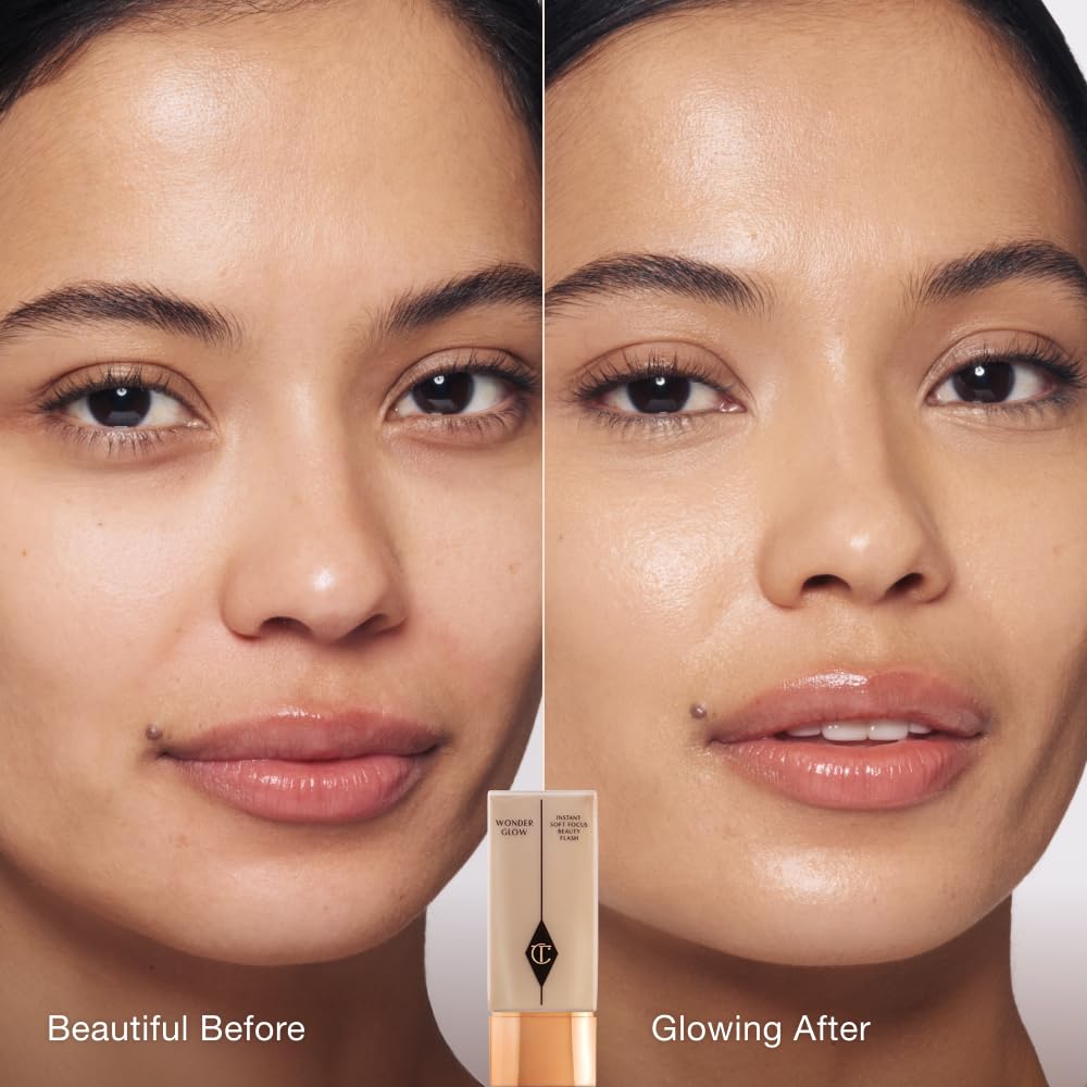 Charlotte Tilbury Wonderglow Face Primer - Soft-Focus, Illuminating Dewy Primer to Hydrate & Blur the Look of Imperfections, Fine Lines & Wrinkles - Infused with Hyaluronic Acid & Rosehip Oil